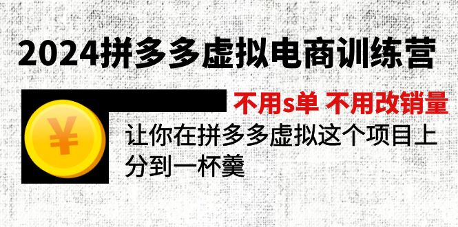 （12024期）2024拼多多虚拟电商训练营 不s单 不改销量  做虚拟项目分一杯羹(更新10节)-立业有术