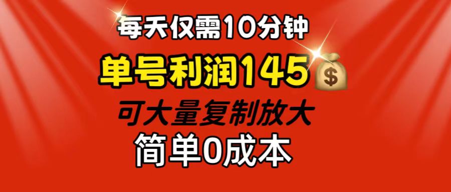 （12027期）每天仅需10分钟，单号利润145 可复制放大 简单0成本-立业有术