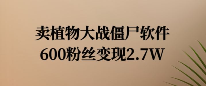 卖植物大战僵尸软件，600粉丝变现2.7W【揭秘】-立业有术