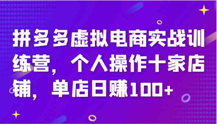 拼多多虚拟电商实战训练营，个人操作十家店铺，单店日赚100+-立业有术
