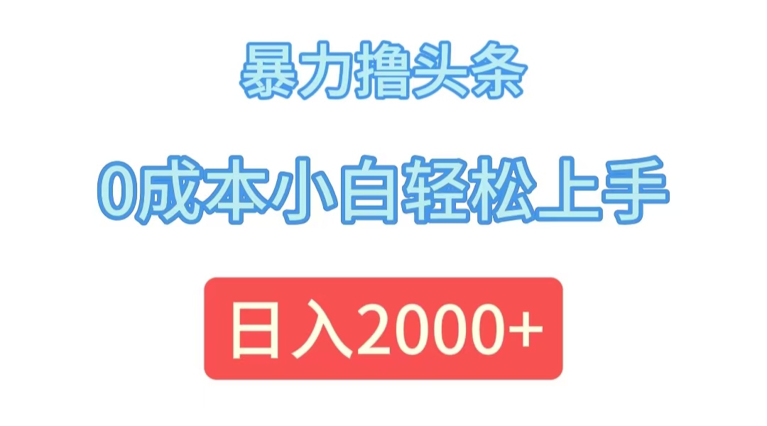 （12068期）暴力撸头条，0成本小白轻松上手，日入2000+-立业有术