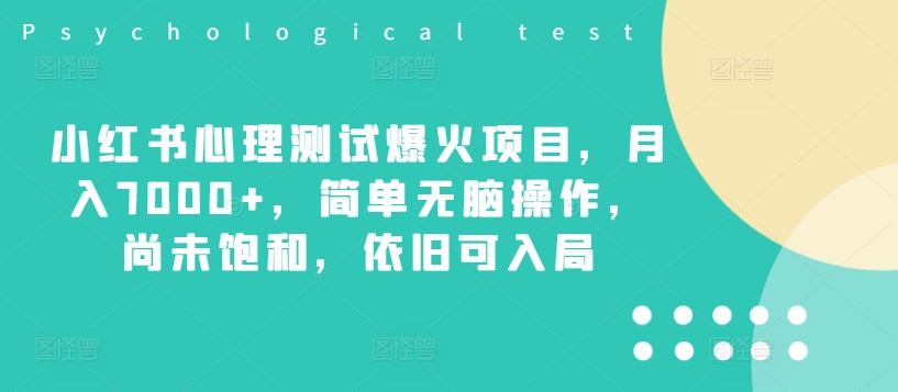 小红书心理测试爆火项目，月入7000+，简单无脑操作，尚未饱和，依旧可入局-立业有术