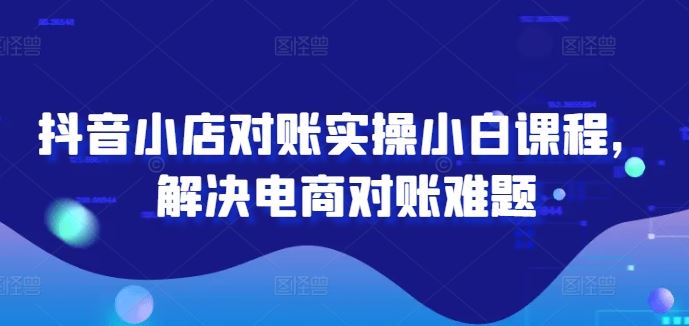 抖音小店对账实操小白课程，解决电商对账难题-立业有术
