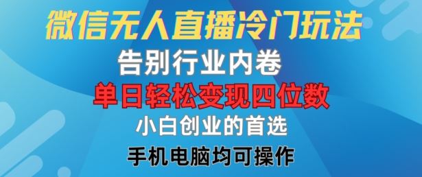 微信无人直播冷门玩法，告别行业内卷，单日轻松变现四位数，小白的创业首选【揭秘】-立业有术