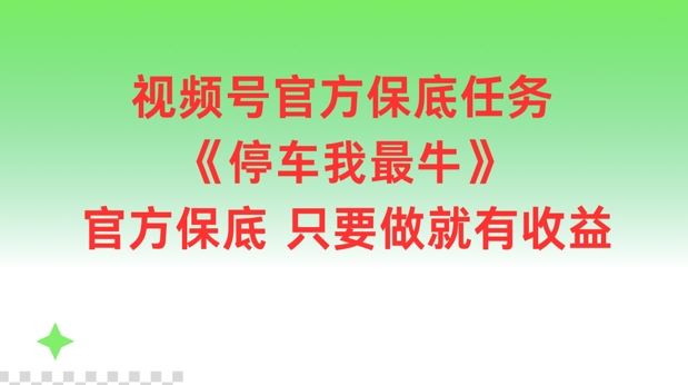 视频号官方保底任务，停车我最牛，官方保底只要做就有收益【揭秘】-立业有术
