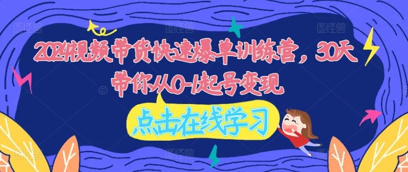 2024视频带货快速爆单训练营，30天带你从0-1起号变现-立业有术