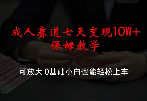 成人赛道七天变现10W+保姆教学，可放大，0基础小白也能轻松上车【揭秘】-立业有术