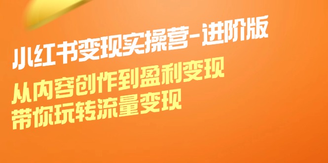 小红书变现实操营进阶版：从内容创作到盈利变现，带你玩转流量变现-立业有术