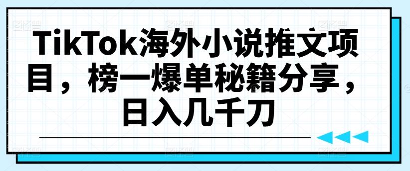 TikTok海外小说推文项目，榜一爆单秘籍分享，日入几千刀-立业有术
