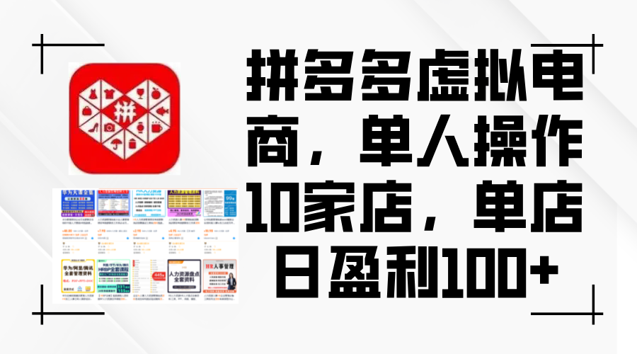 （12267期）拼多多虚拟电商，单人操作10家店，单店日盈利100+-立业有术