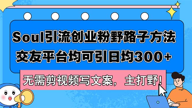 （12281期）Soul引流创业粉野路子方法，交友平台均可引日均300+，无需剪视频写文案…-立业有术