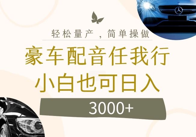 不为人知的暴力小项目，豪车配音，日入几张【揭秘】-立业有术