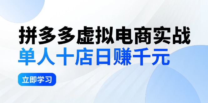 （12326期）拼多多虚拟电商实战：单人10店日赚千元，深耕老项目，稳定盈利不求风口-立业有术