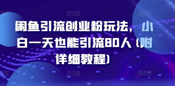 闲鱼引流创业粉玩法，小白一天也能引流80人(附详细教程)-立业有术