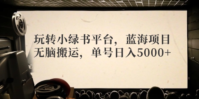（12366期）玩转小绿书平台，蓝海项目，无脑搬运，单号日入5000+-立业有术