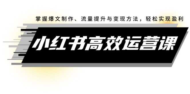 （12369期）小红书高效运营课：掌握爆文制作、流量提升与变现方法，轻松实现盈利-立业有术