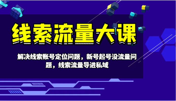 线索流量大课-解决线索账号定位问题，新号起号没流量问题，线索流量导进私域-立业有术