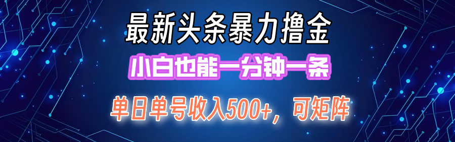 （12380期）最新暴力头条掘金日入500+，矩阵操作日入2000+ ，小白也能轻松上手！-立业有术