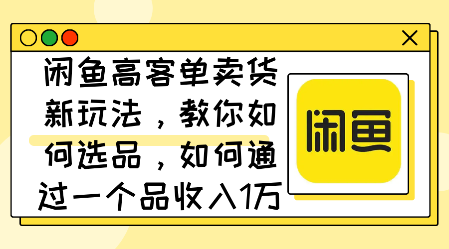 （12387期）闲鱼高客单卖货新玩法，教你如何选品，如何通过一个品收入1万+-立业有术