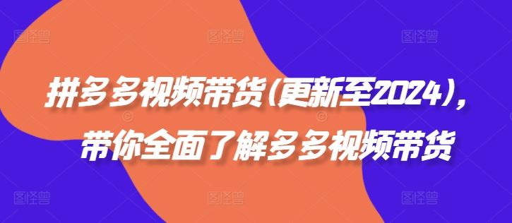 拼多多视频带货(更新至2024)，带你全面了解多多视频带货-立业有术