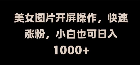 美女图片开屏操作，快速涨粉，小白也可日入1k【揭秘】-立业有术