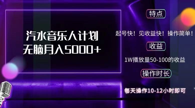 （12429期）抖音汽水音乐人计划无脑月入5000+-立业有术