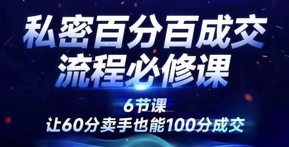 私密百分百成交流程线上训练营，绝对成交，让60分卖手也能100分成交-立业有术