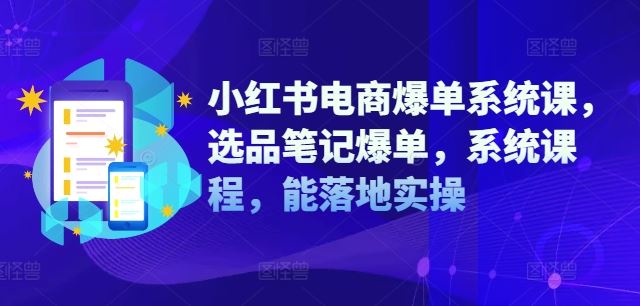 小红书电商爆单系统课，选品笔记爆单，系统课程，能落地实操-立业有术