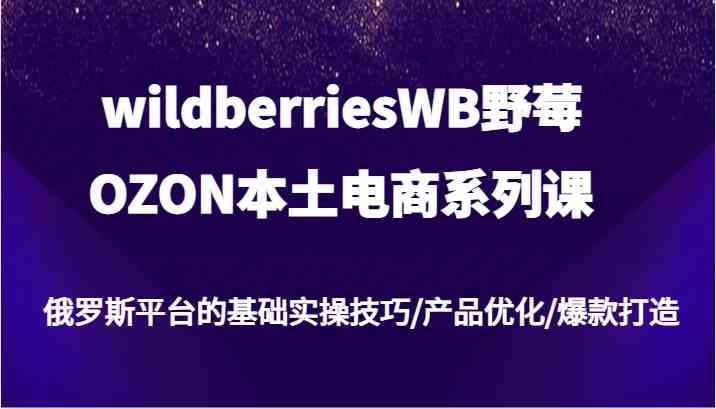 wildberriesWB野莓/OZON本土电商系列课，俄罗斯平台的基础实操技巧/产品优化/爆款打造-立业有术