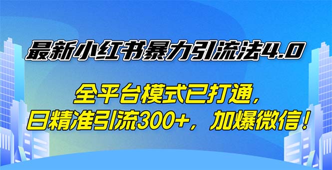 （12505期）最新小红书暴力引流法4.0， 全平台模式已打通，日精准引流300+，加爆微…-立业有术