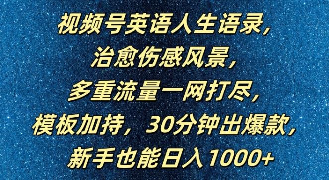 视频号英语人生语录，多重流量一网打尽，模板加持，30分钟出爆款，新手也能日入1000+【揭秘】-立业有术
