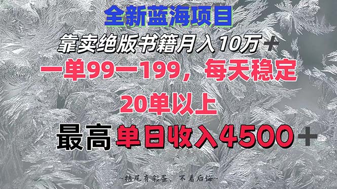 （12512期）靠卖绝版书籍月入10W+,一单99-199，一天平均20单以上，最高收益日入4500+-立业有术