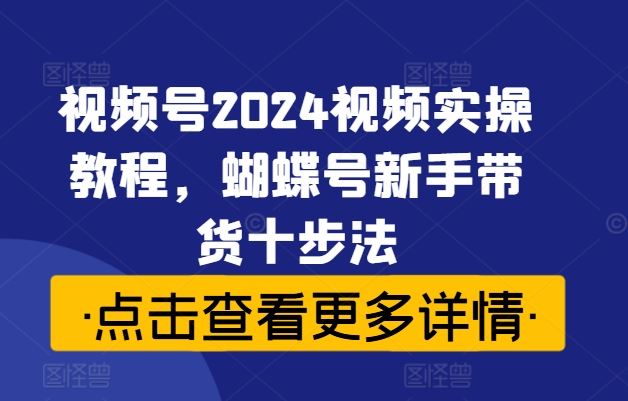 视频号2024视频实操教程，蝴蝶号新手带货十步法-立业有术