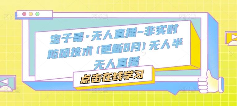 宝子哥·无人直播-非实时防风技术(更新9月)无人半无人直播-立业有术