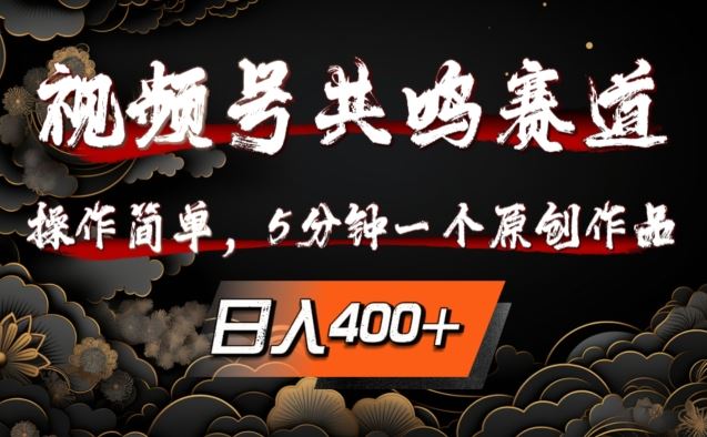 视频号共鸣赛道，操作简单，5分钟1个原创作品，日入几张【揭秘】-立业有术