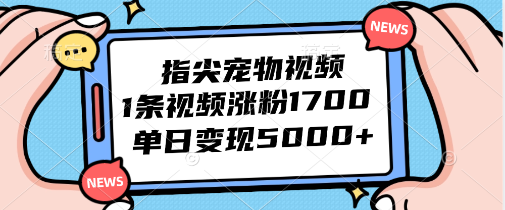 （12549期）指尖宠物视频，1条视频涨粉1700，单日变现5000+-立业有术