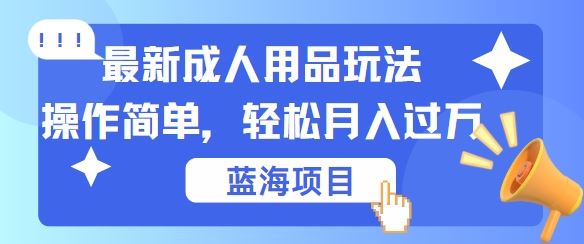 最新成人用品项目玩法，操作简单，动动手，轻松日入几张【揭秘】-立业有术