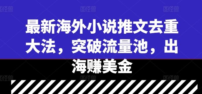 最新海外小说推文去重大法，突破流量池，出海赚美金-立业有术