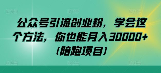 公众号引流创业粉，学会这个方法，你也能月入30000+ (陪跑项目)-立业有术
