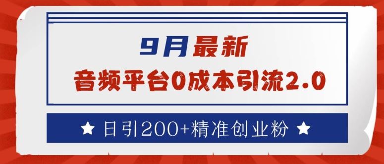 9月最新：音频平台0成本引流，日引200+精准创业粉【揭秘】-立业有术