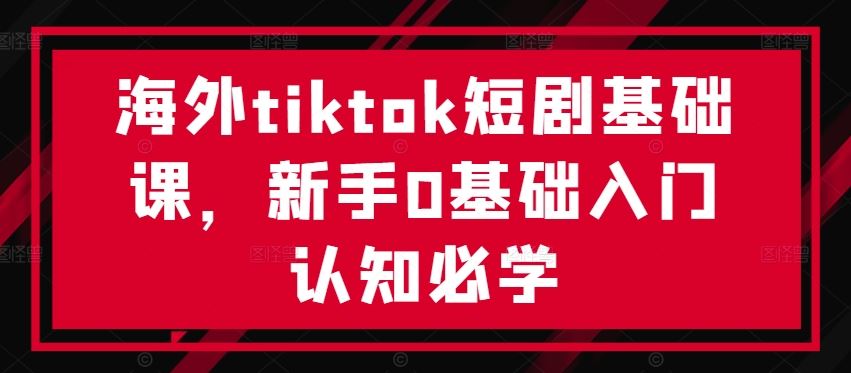 海外tiktok短剧基础课，新手0基础入门认知必学-立业有术