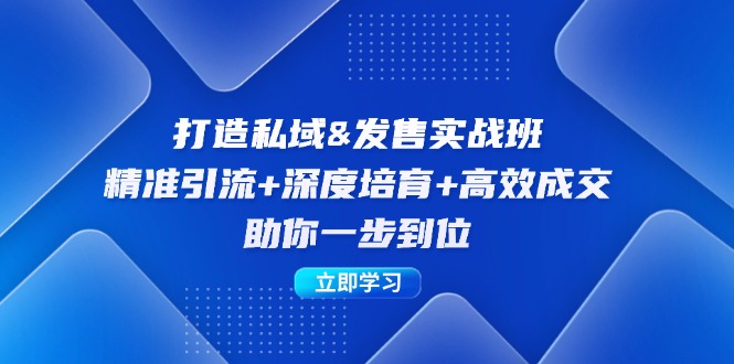 （12642期）打造私域&发售实操班：精准引流+深度培育+高效成交，助你一步到位-立业有术