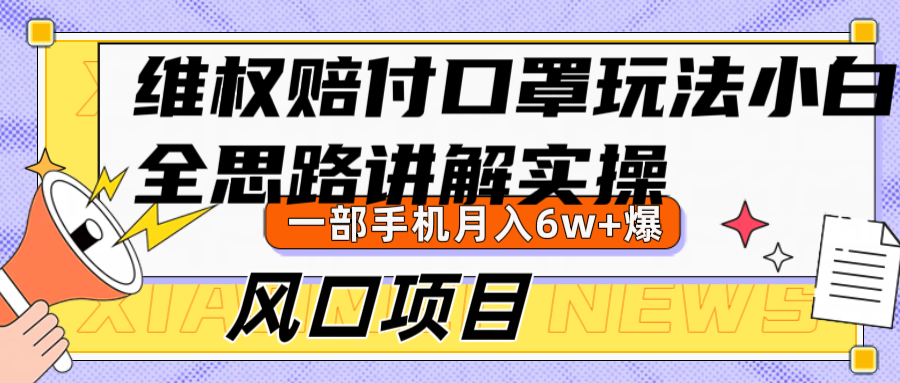 维权赔付口罩玩法，小白也能月入6w+，风口项目实操-立业有术