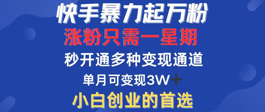 （12651期）快手暴力起万粉，涨粉只需一星期，多种变现模式，直接秒开万合，小白创…-立业有术
