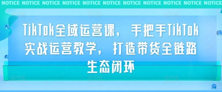 TikTok全域运营课，手把手TikTok实战运营教学，打造带货全链路生态闭环-立业有术