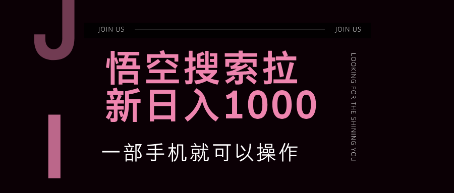 （12717期）悟空搜索类拉新 蓝海项目 一部手机就可以操作 教程非常详细-立业有术
