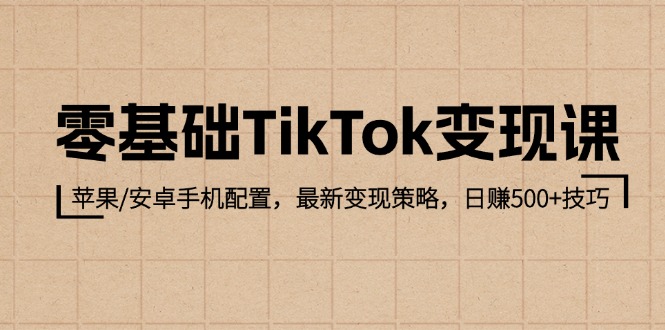 （12723期）零基础TikTok变现课：苹果/安卓手机配置，最新变现策略，日赚500+技巧-立业有术