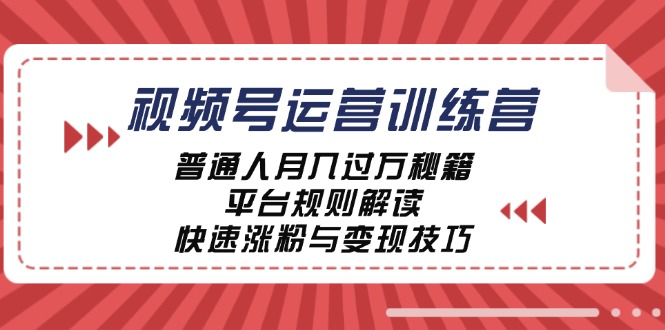 （12722期）视频号运营训练营：普通人月入过万秘籍，平台规则解读，快速涨粉与变现…-立业有术