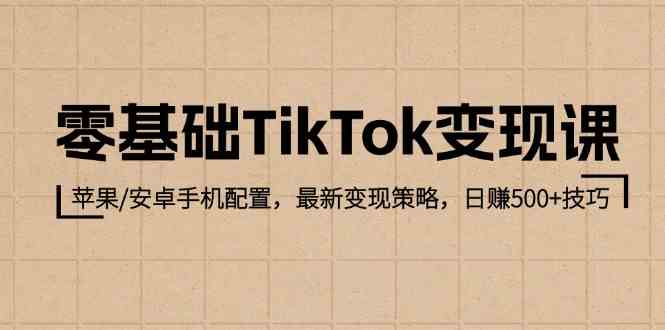 零基础TikTok变现课：苹果/安卓手机配置，最新变现策略，日赚500+技巧-立业有术