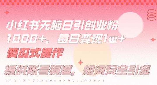 小红书无脑每日引流创业粉500+，小白每天只花半小时，躺赚长尾收益【揭秘】-立业有术
